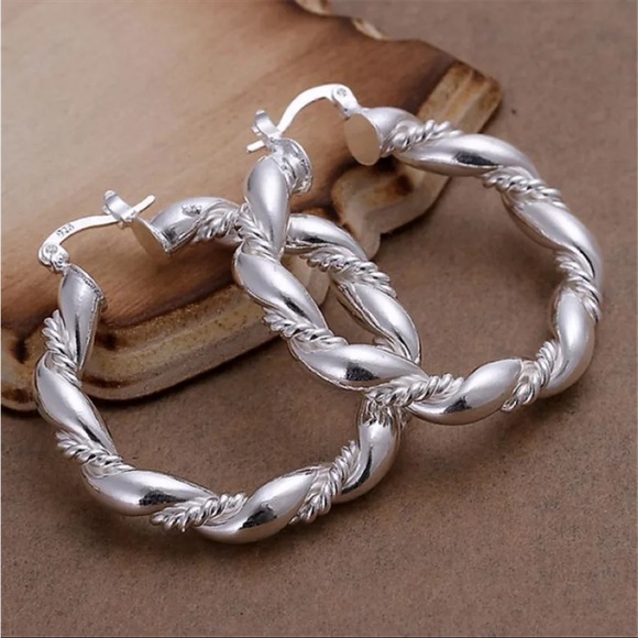 Jewelry - Intricate Sterling Silver Hoop Earrings